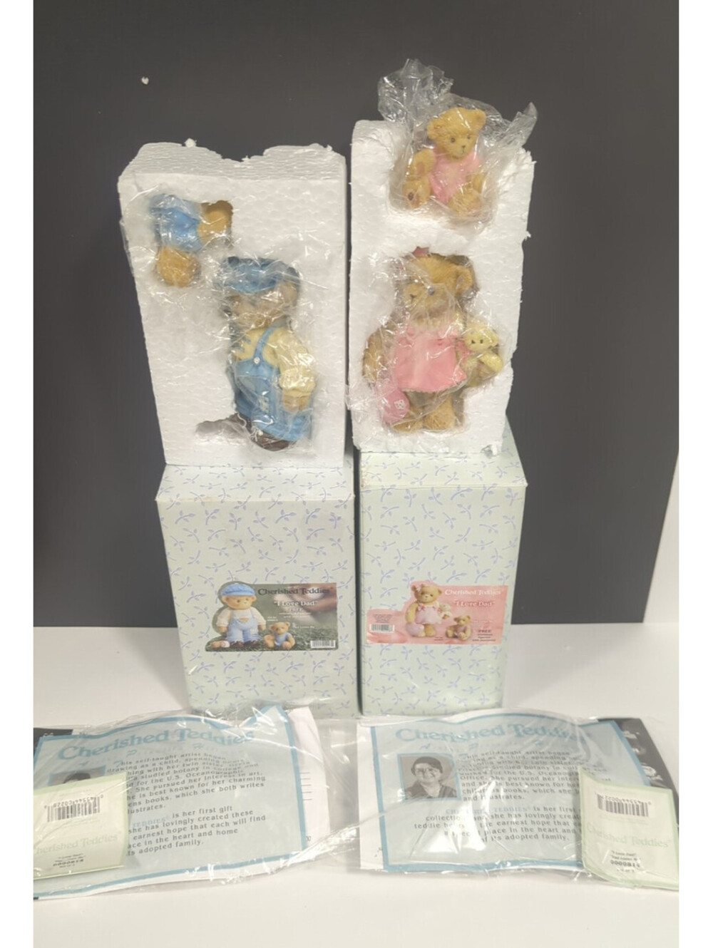 Cherished Teddies I Love Dad & Dad Loves Me Girl Both w/ Box and Papers Teddies